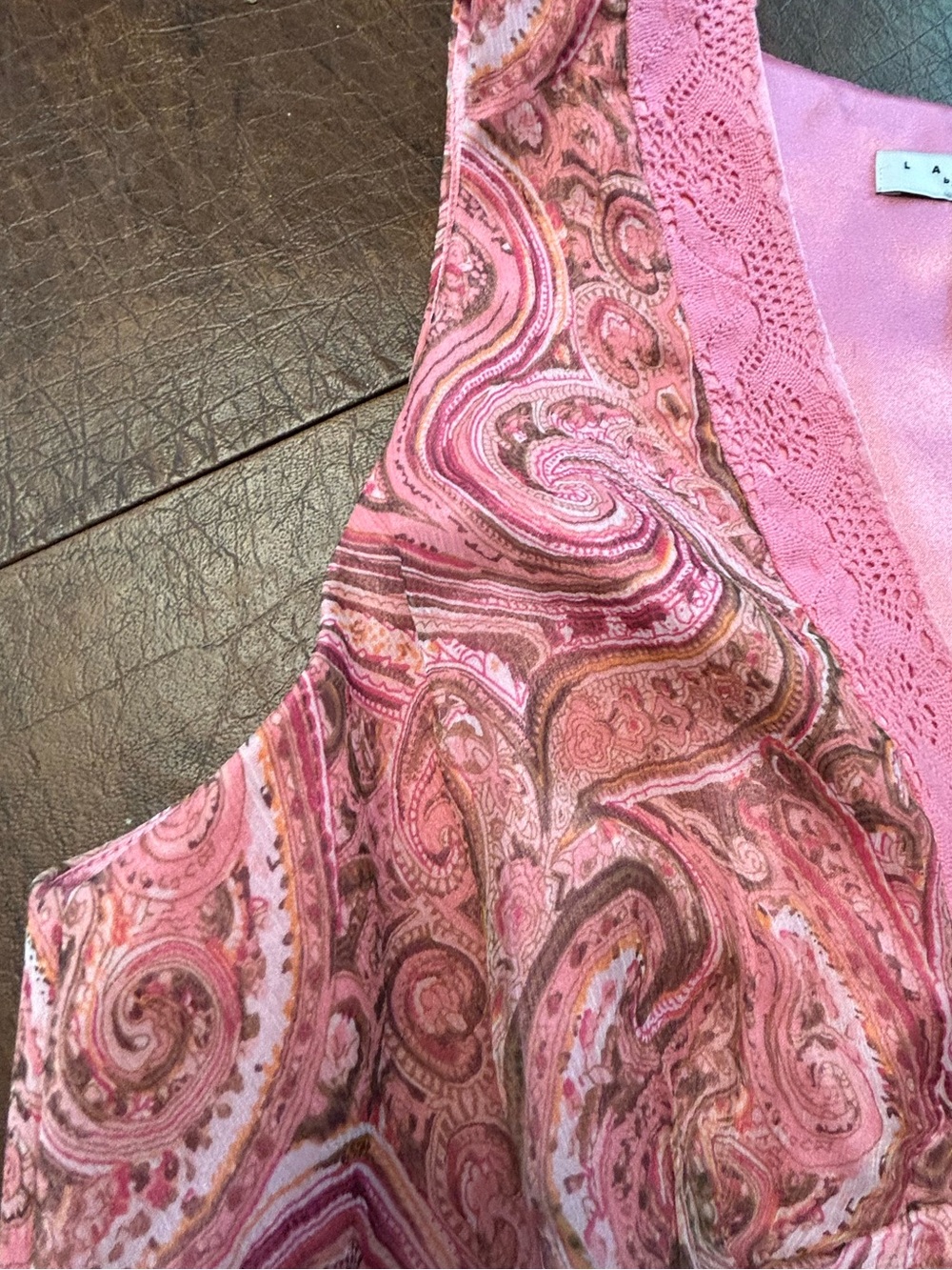 Laundry By Shelli Segal 100% Silk Pink Paisley V-Neck Sleeveless Midi Dress SZ6 - Picture 10 of 13